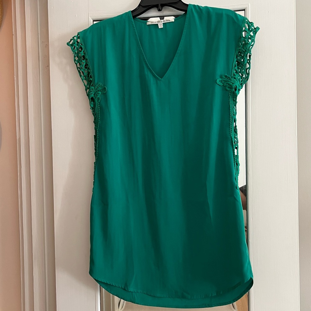 Collective Concepts crochet detail dress in Emerald Green